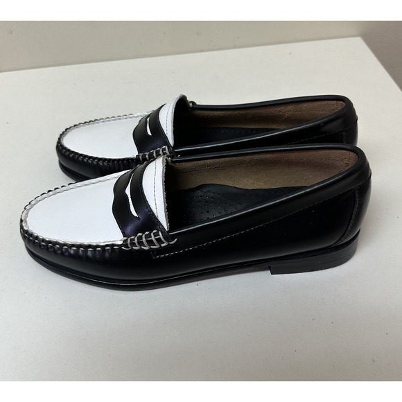 G.H. Bass Weejuns Whitney Shoes Penny Loafers Black White Leather Oxfords 9.5 M - Picture 4 of 8